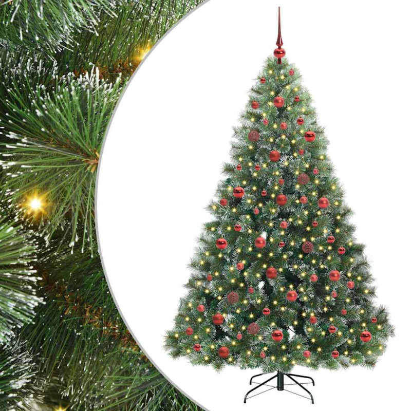Sztuczna choinka z 300 diodami LED Zielony 180 cm PE i PVC