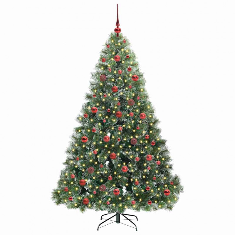 Sztuczna choinka z 300 diodami LED Zielony 180 cm PE i PVC