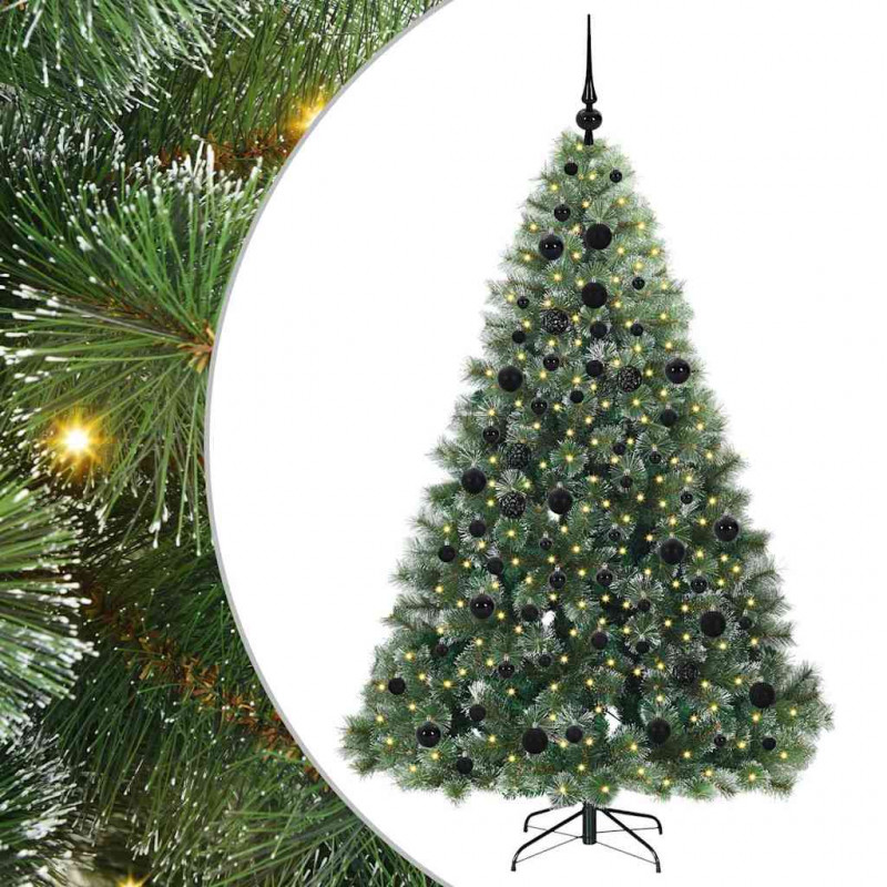 Sztuczna choinka z 300 diodami LED Zielony 180 cm PE i PVC
