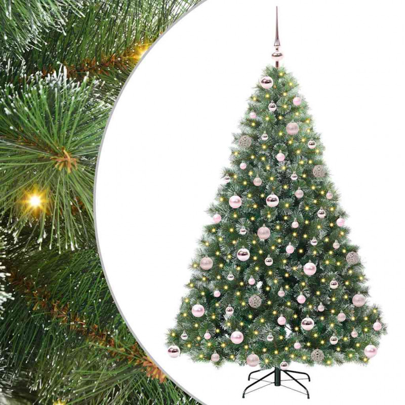 Sztuczna choinka z 300 diodami LED Zielony 180 cm PE i PVC