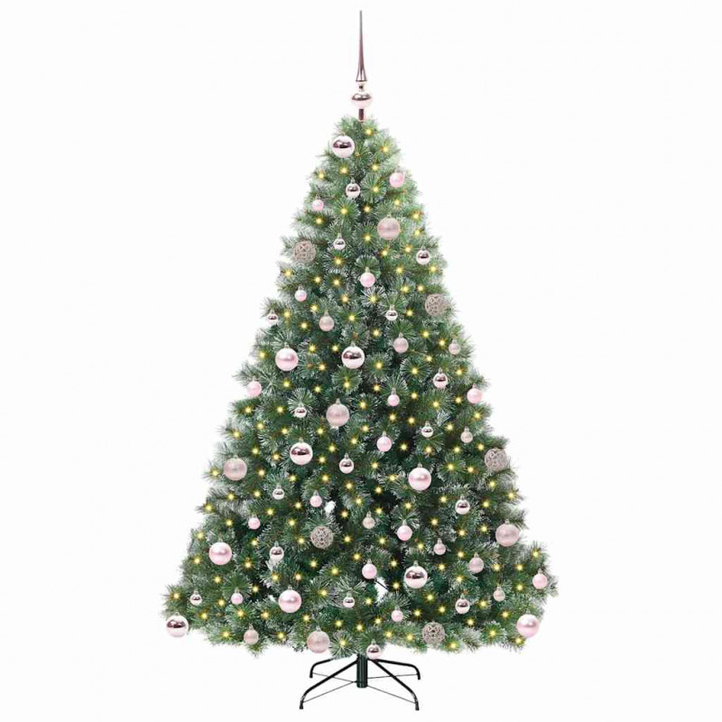 Sztuczna choinka z 300 diodami LED Zielony 180 cm PE i PVC