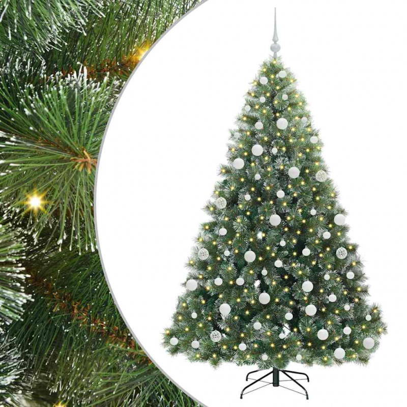 Sztuczna choinka z 300 diodami LED Zielony 180 cm PE i PVC