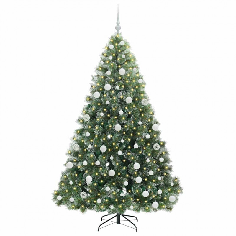 Sztuczna choinka z 300 diodami LED Zielony 180 cm PE i PVC
