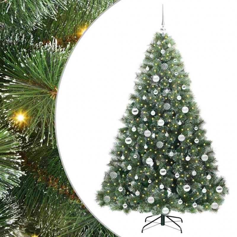 Sztuczna choinka z 300 diodami LED Zielony 180 cm PE i PVC