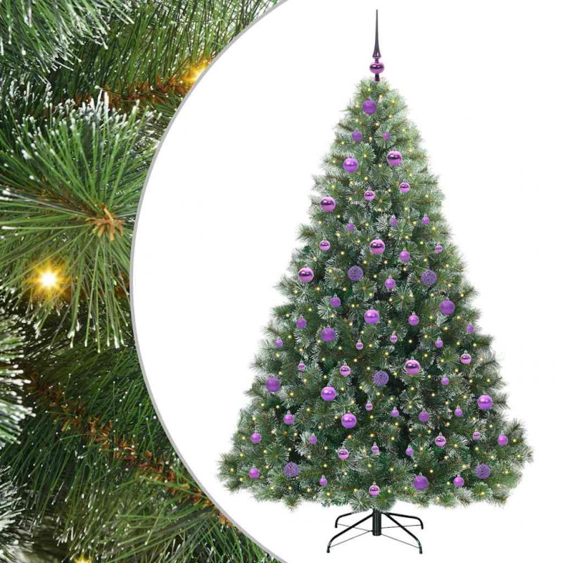 Sztuczna choinka z 300 diodami LED Zielony 180 cm PE i PVC