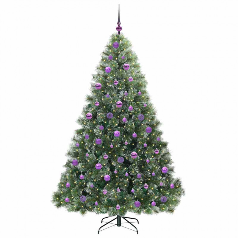 Sztuczna choinka z 300 diodami LED Zielony 180 cm PE i PVC