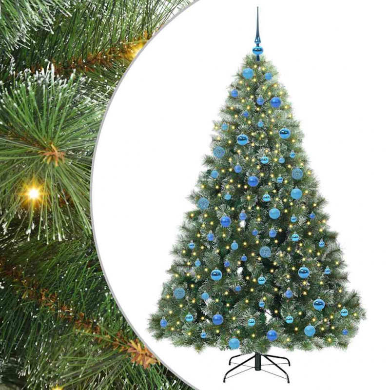 Sztuczna choinka z 300 diodami LED Zielony 180 cm PE i PVC