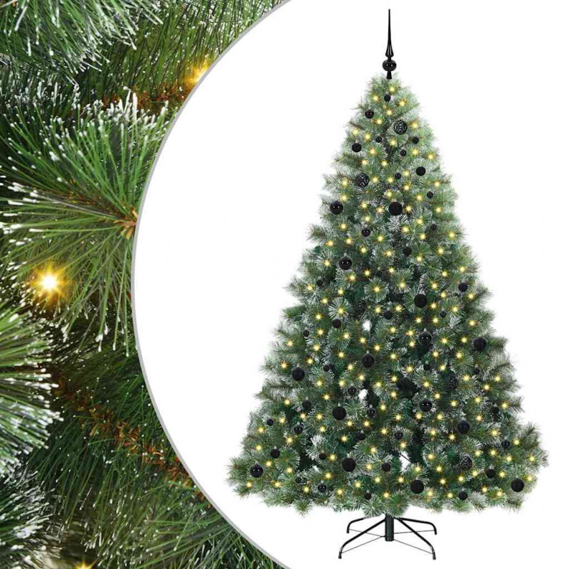 Sztuczna choinka z 300 diodami LED Zielony 210 cm PE i PVC