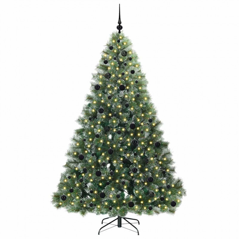 Sztuczna choinka z 300 diodami LED Zielony 210 cm PE i PVC