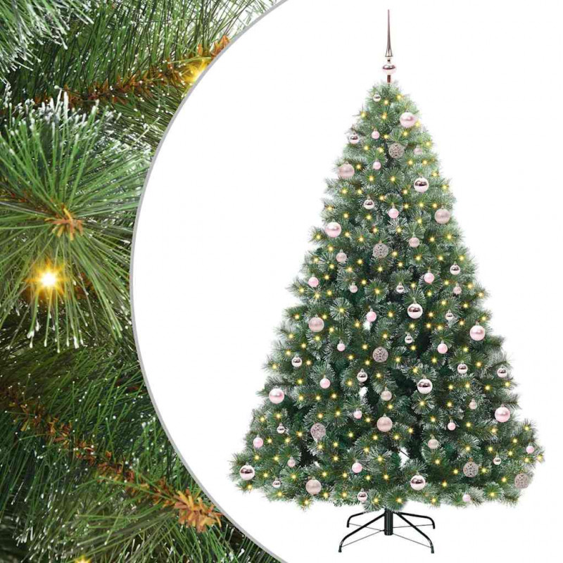 Sztuczna choinka z 300 diodami LED Zielony 210 cm PE i PVC