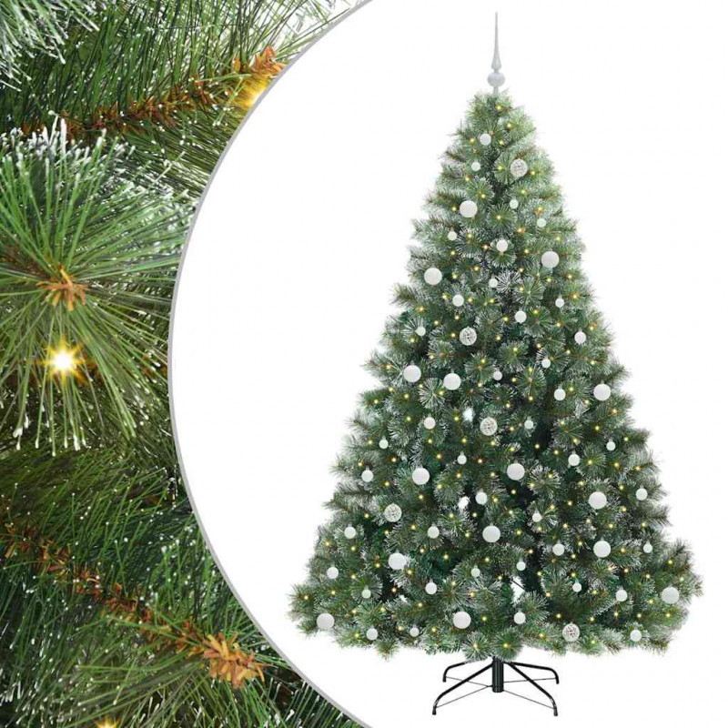 Sztuczna choinka z 300 diodami LED Zielony 210 cm PE i PVC