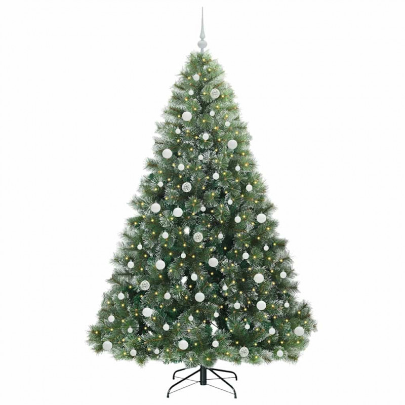 Sztuczna choinka z 300 diodami LED Zielony 210 cm PE i PVC