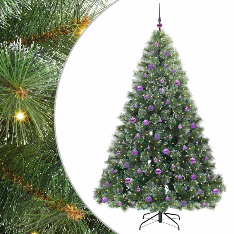 Sztuczna choinka z 300 diodami LED Zielony 210 cm PE i PVC