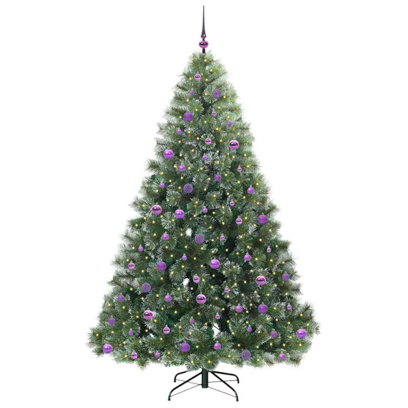 Sztuczna choinka z 300 diodami LED Zielony 210 cm PE i PVC