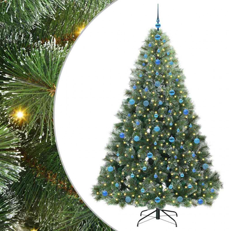 Sztuczna choinka z 300 diodami LED Zielony 210 cm PE i PVC