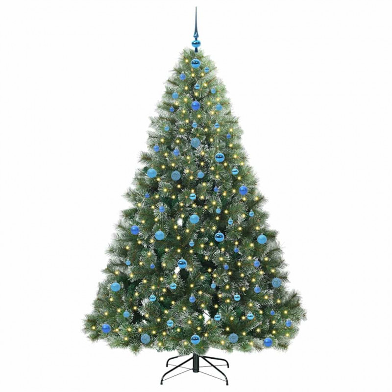 Sztuczna choinka z 300 diodami LED Zielony 210 cm PE i PVC