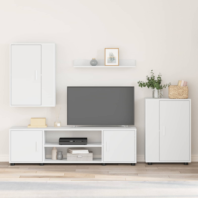 Zestaw szafek RTV 4 pcs Biały Materiał drewnopochodny