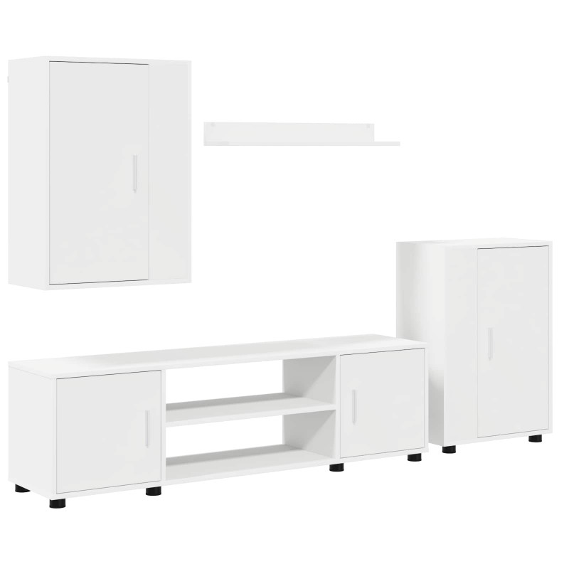 Zestaw szafek RTV 4 pcs Biały Materiał drewnopochodny