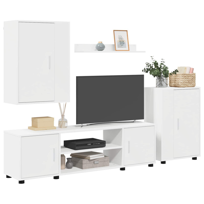 Zestaw szafek RTV 4 pcs Biały Materiał drewnopochodny