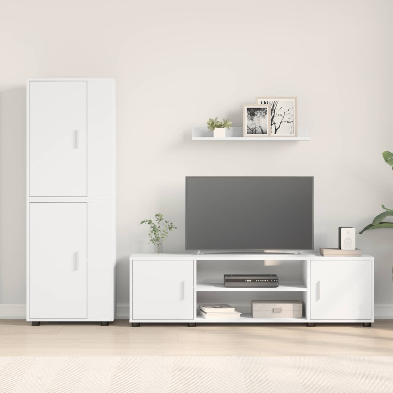 Zestaw szafek RTV 4 pcs Biały Materiał drewnopochodny