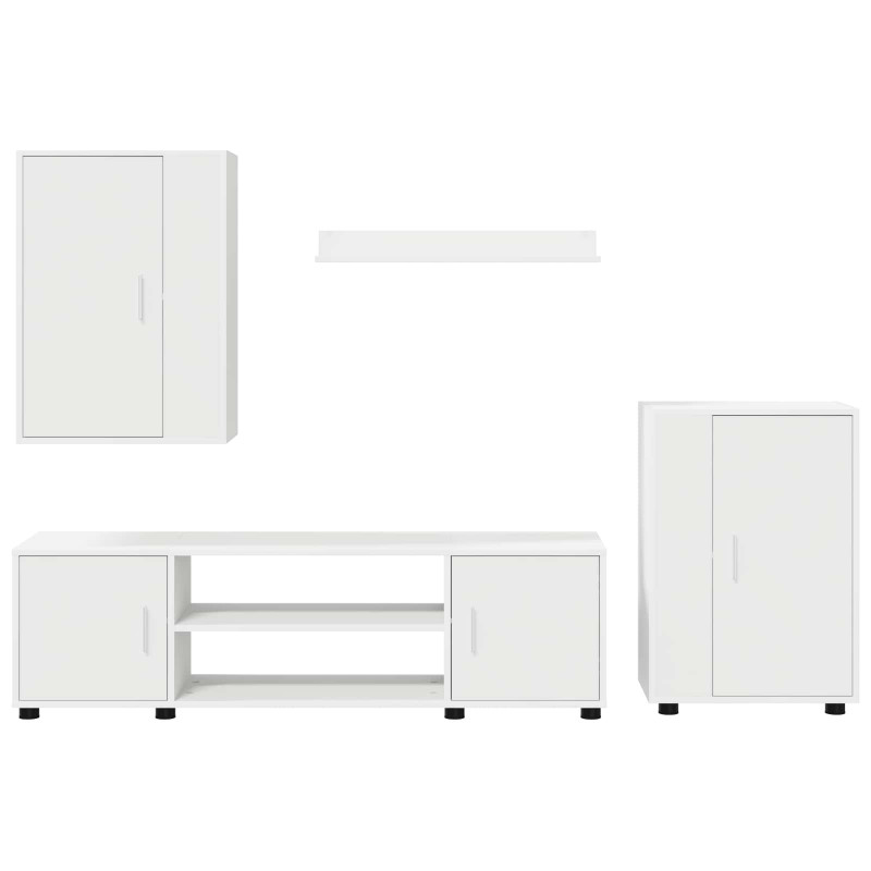 Zestaw szafek RTV 4 pcs Biały Materiał drewnopochodny