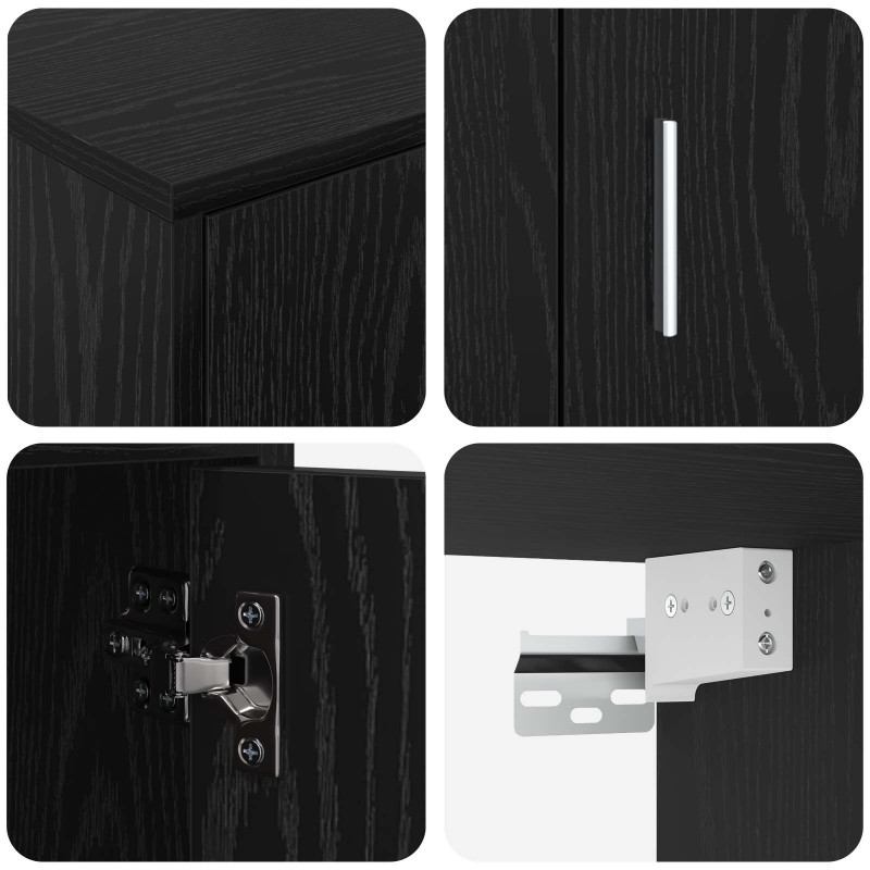 Zestaw szafek RTV 4 pcs Czarny Dąb Materiał drewnopochodny