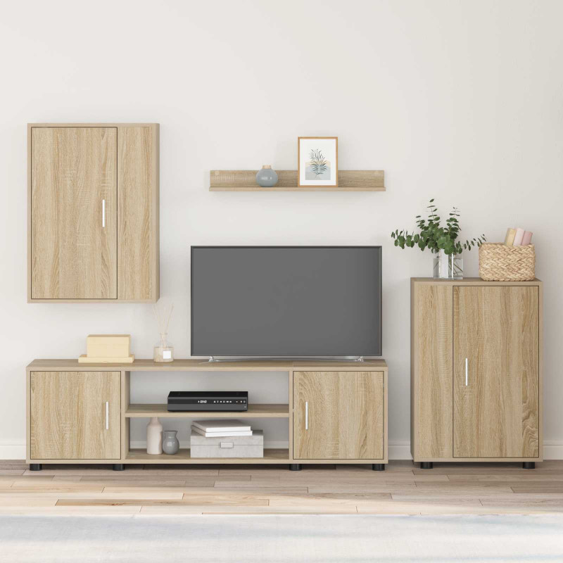 Zestaw szafek RTV 4 pcs Dąb Sonoma Materiał drewnopochodny