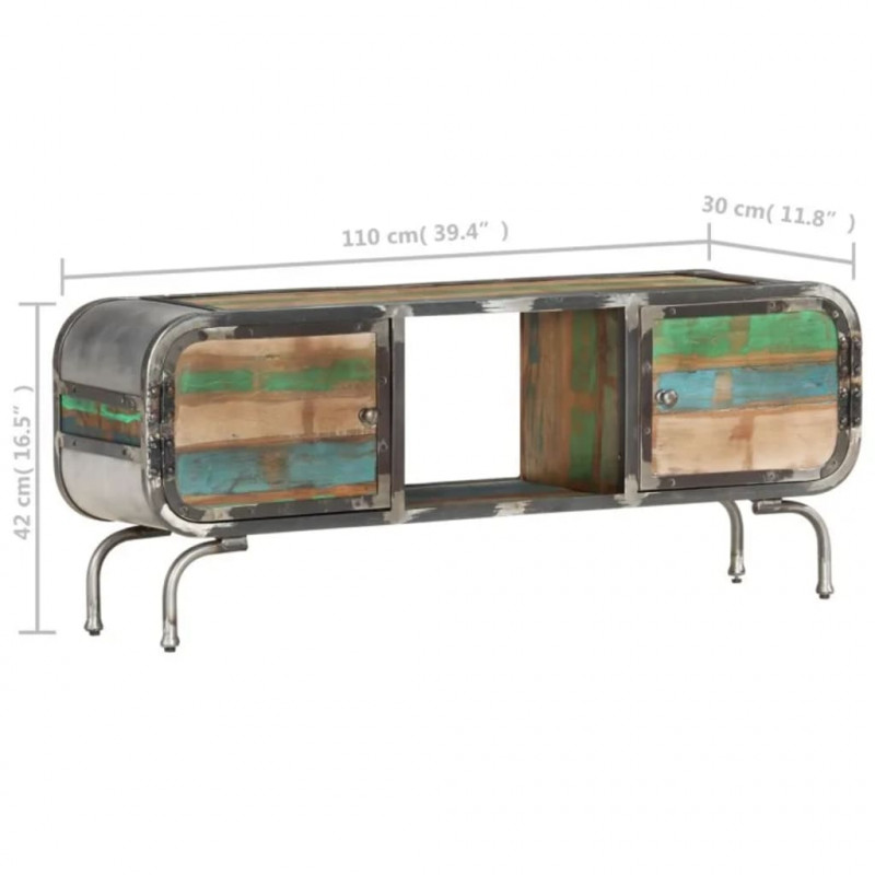 Szafka pod TV, wielokolorowa, 110x30x42 cm, drewno z odzysku