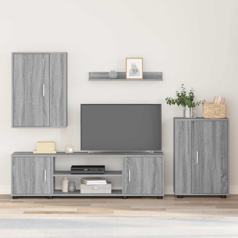 Zestaw szafek RTV 4 pcs Szary Sonoma Materiał drewnopochodny
