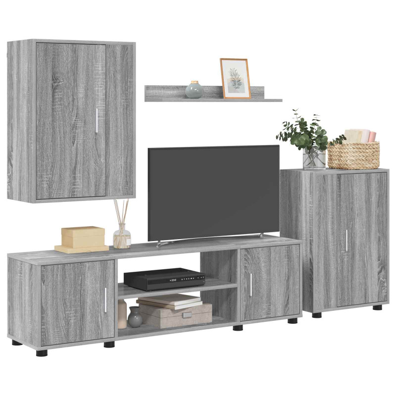Zestaw szafek RTV 4 pcs Szary Sonoma Materiał drewnopochodny
