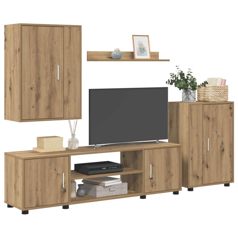 Zestaw szafek RTV Montowane na ścianie 4 pcs Dąb rzemieślniczy