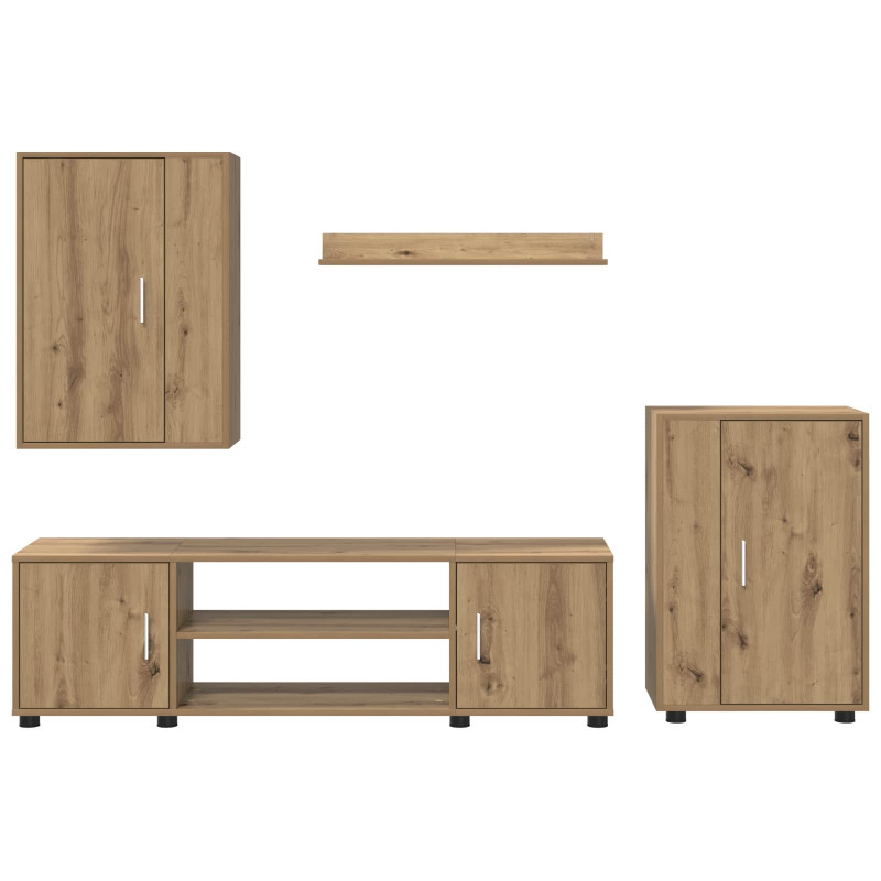 Zestaw szafek RTV Montowane na ścianie 4 pcs Dąb rzemieślniczy