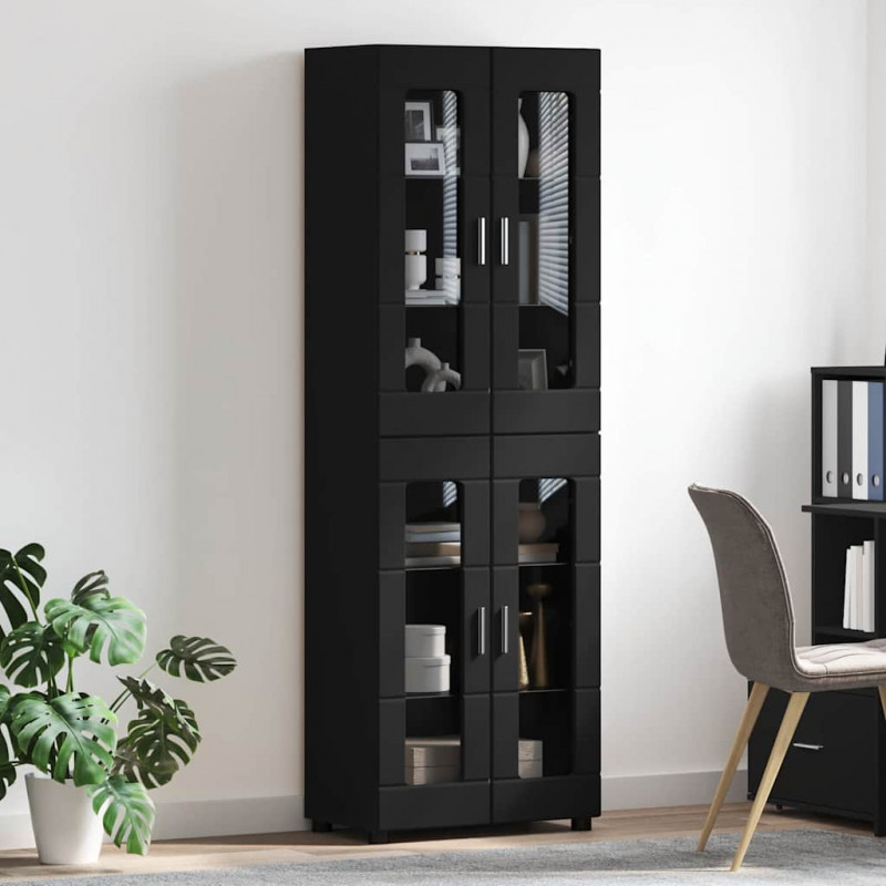 Highboard z półką z drzwiami FLORIN Czarny 60 x 35 x 182 cm
