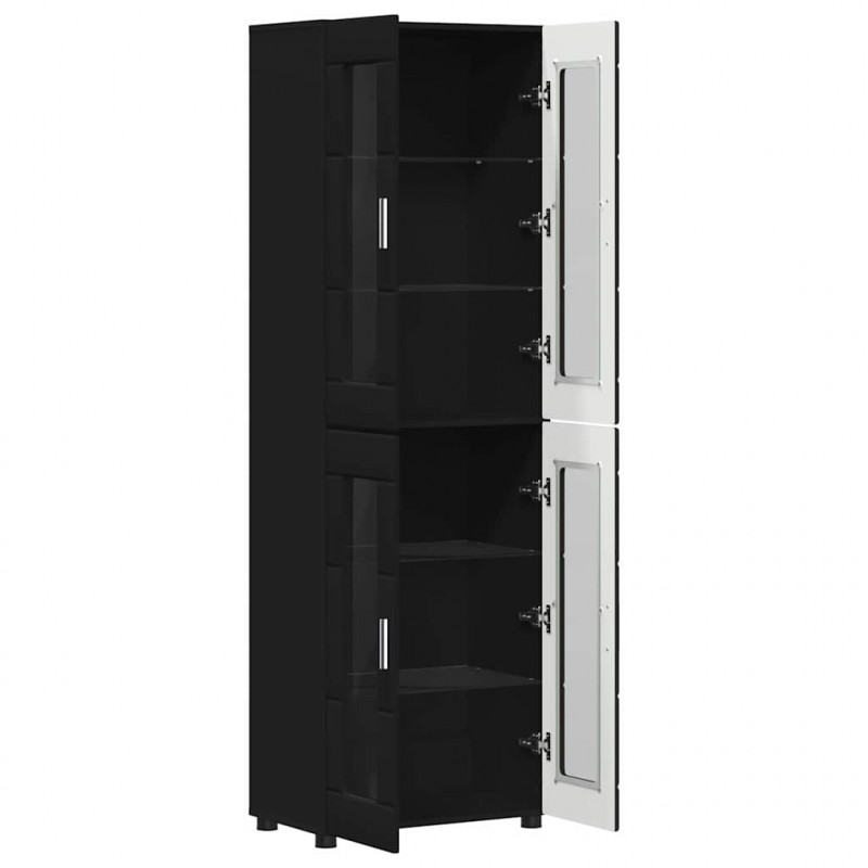 Highboard z półką z drzwiami FLORIN Czarny 60 x 35 x 182 cm