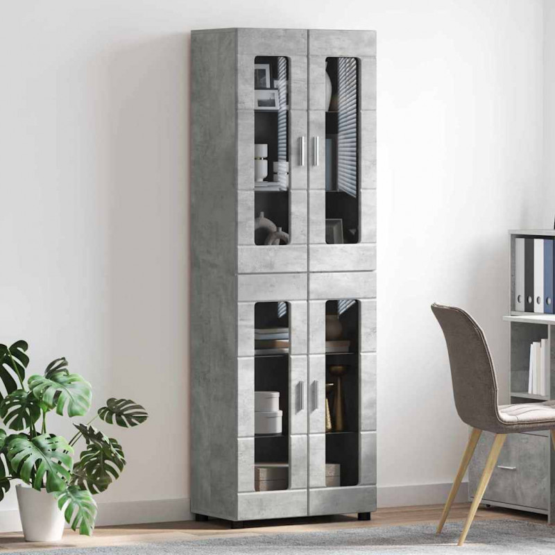 Highboard z półką FLORIN Betonowy szary 60 x 35 x 182 cm