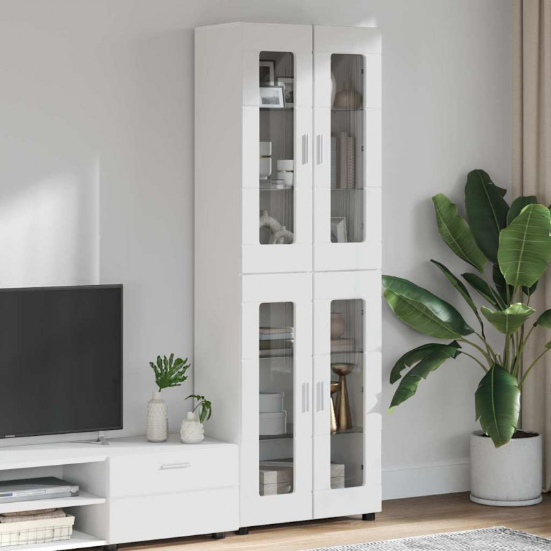 Highboard z półką FLORIN Wysoki połysk biały 60 x 35 x 182 cm