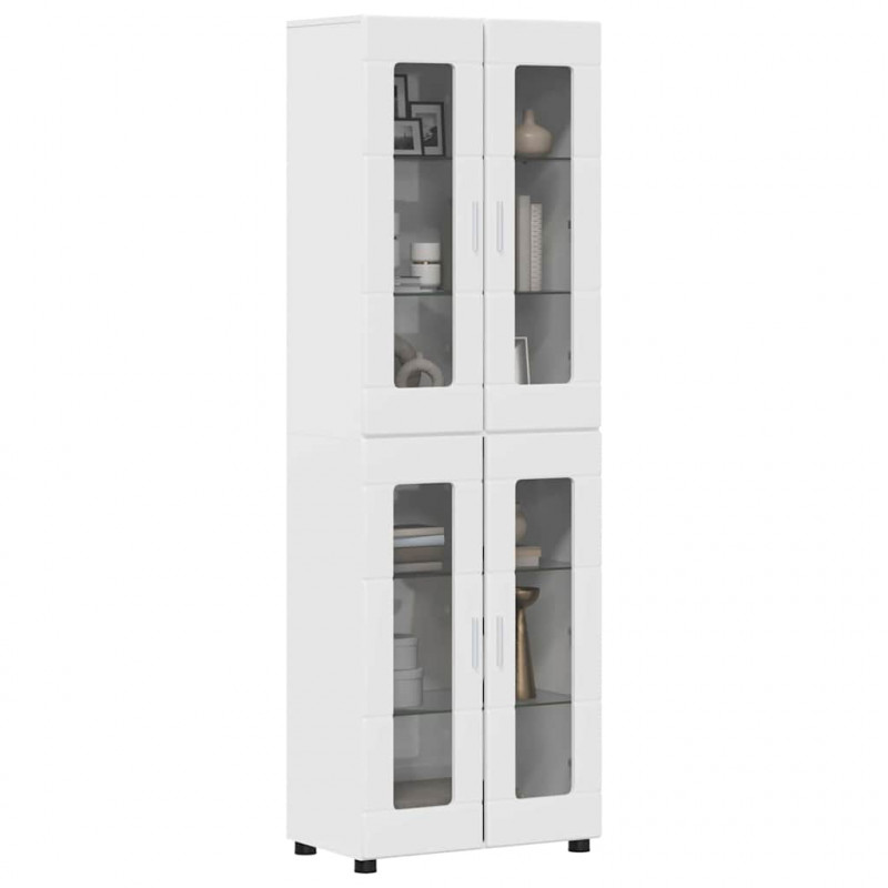 Highboard z półką FLORIN Wysoki połysk biały 60 x 35 x 182 cm