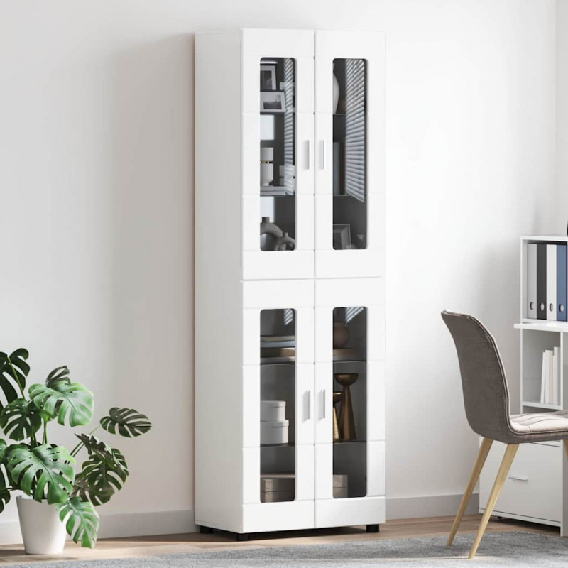 Highboard z półką FLORIN Wysoki połysk biały 60 x 35 x 182 cm