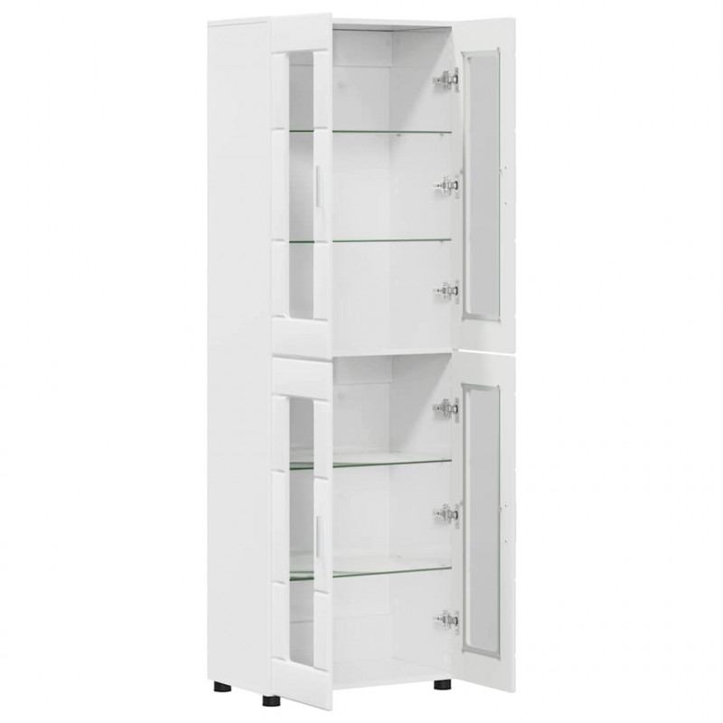 Highboard z półką FLORIN Wysoki połysk biały 60 x 35 x 182 cm
