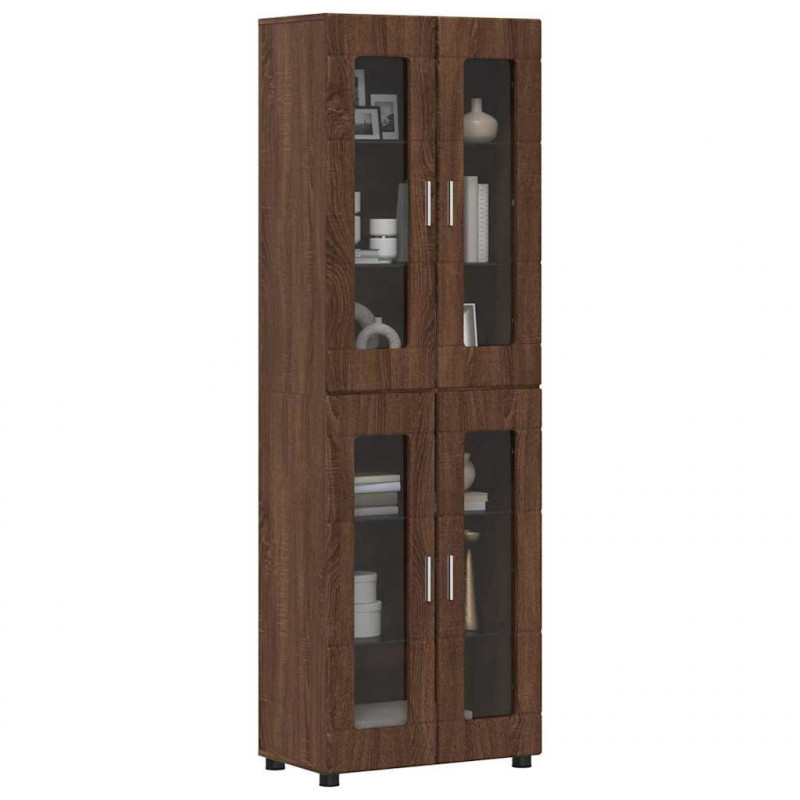 Highboard z półką FLORIN Brązowy dąb 60 x 35 x 182 cm
