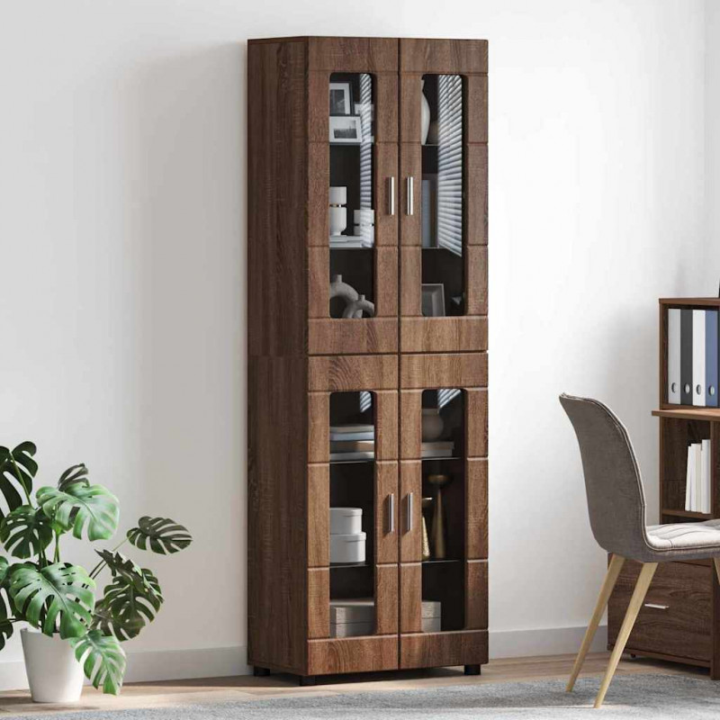 Highboard z półką FLORIN Brązowy dąb 60 x 35 x 182 cm