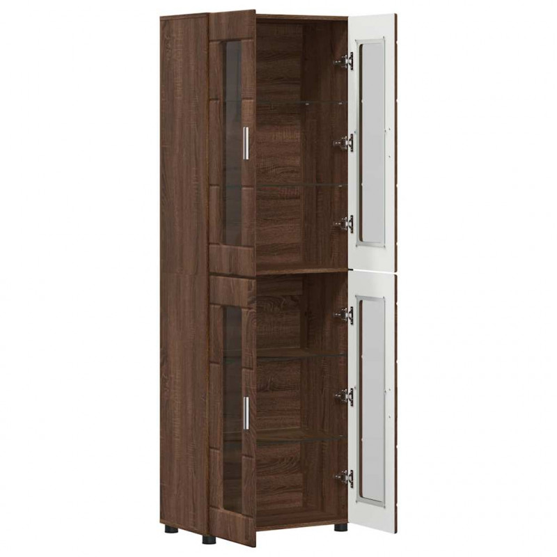 Highboard z półką FLORIN Brązowy dąb 60 x 35 x 182 cm