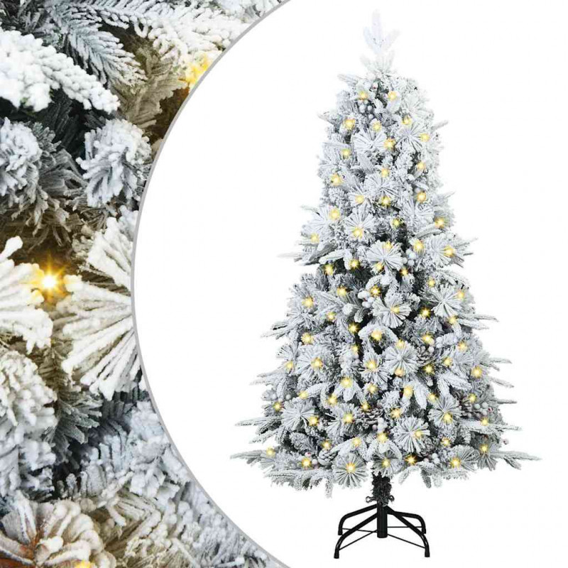 Sztuczna choinka z zawiasami z podstawą Biały 150 cm PE i PVC