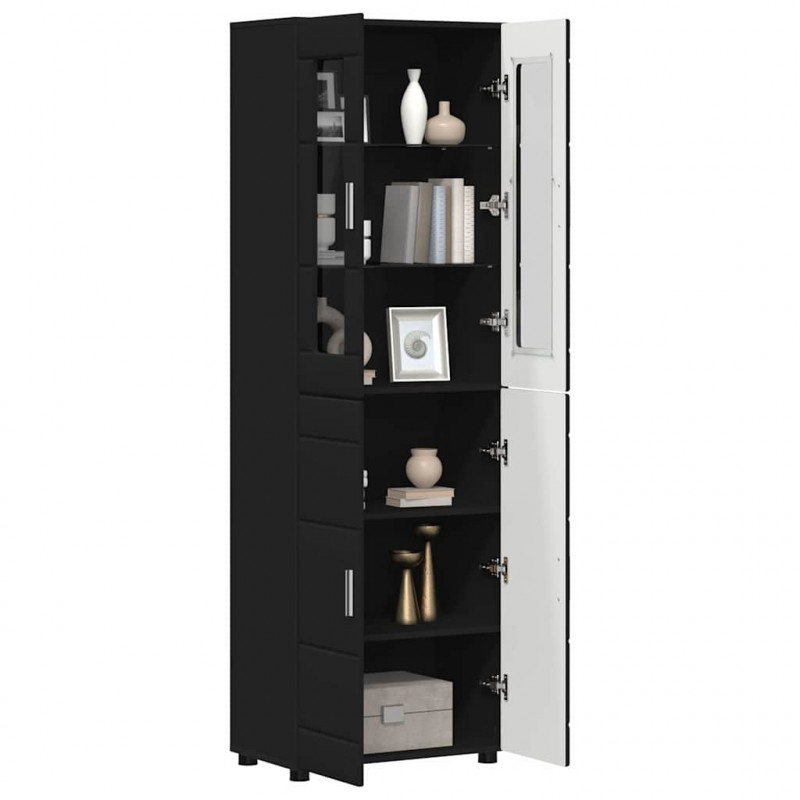 Highboard z półką z drzwiami FLORIN Czarny 60 x 35 x 182 cm