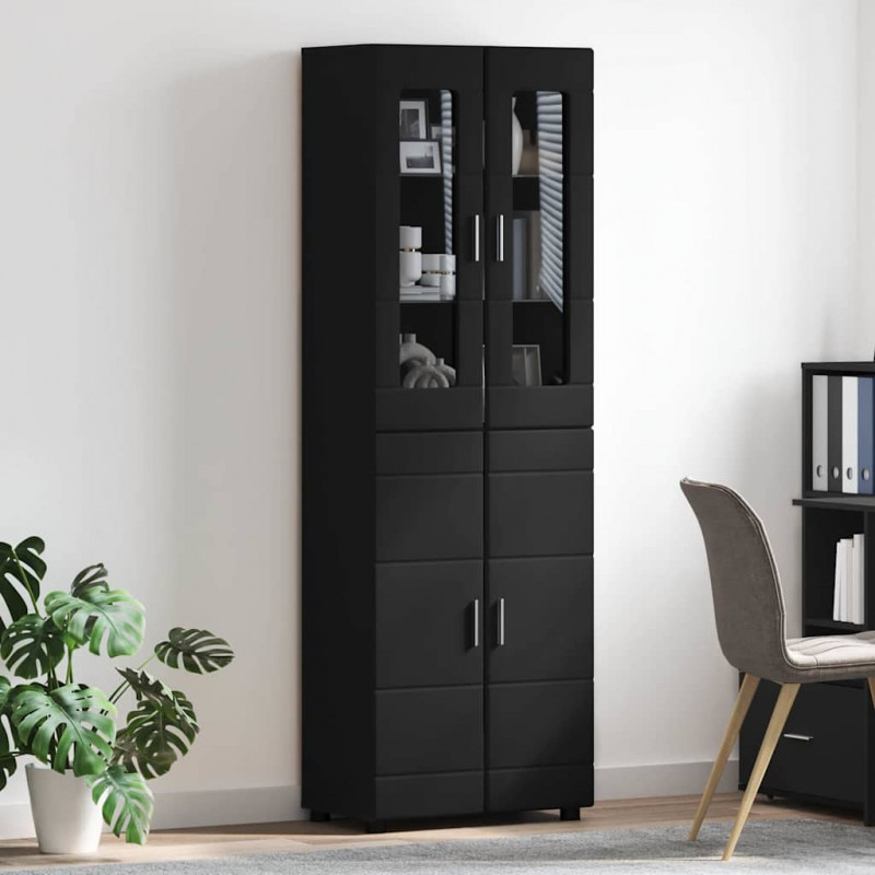 Highboard z półką z drzwiami FLORIN Czarny 60 x 35 x 182 cm