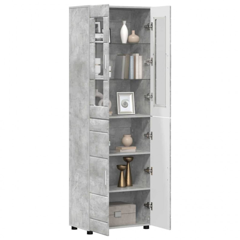 Highboard z półką FLORIN Betonowy szary 60 x 35 x 182 cm