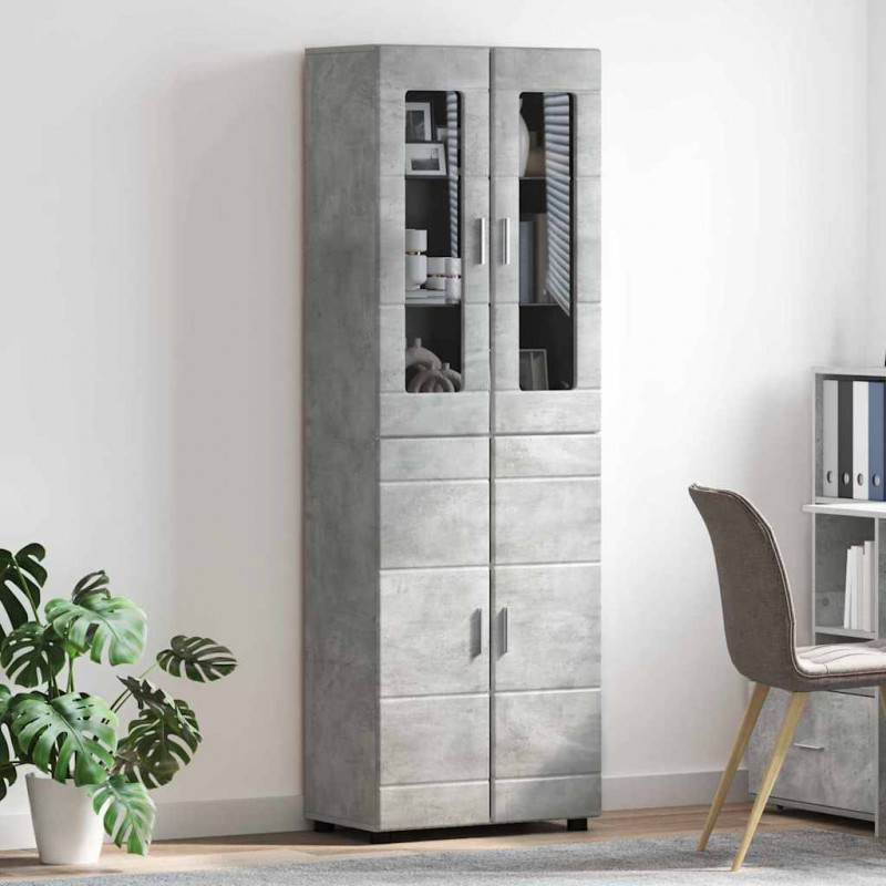 Highboard z półką FLORIN Betonowy szary 60 x 35 x 182 cm