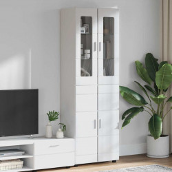 Highboard z półką FLORIN Wysoki połysk biały 60 x 35 x 182 cm