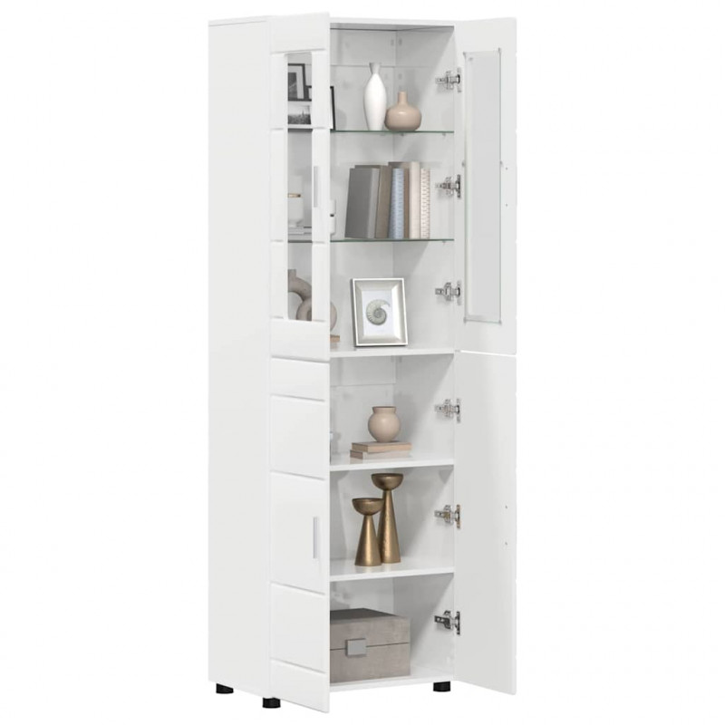 Highboard z półką FLORIN Wysoki połysk biały 60 x 35 x 182 cm