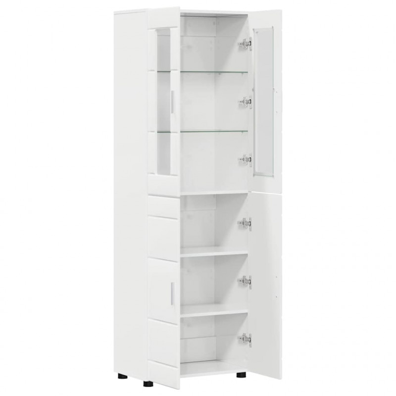 Highboard z półką FLORIN Wysoki połysk biały 60 x 35 x 182 cm